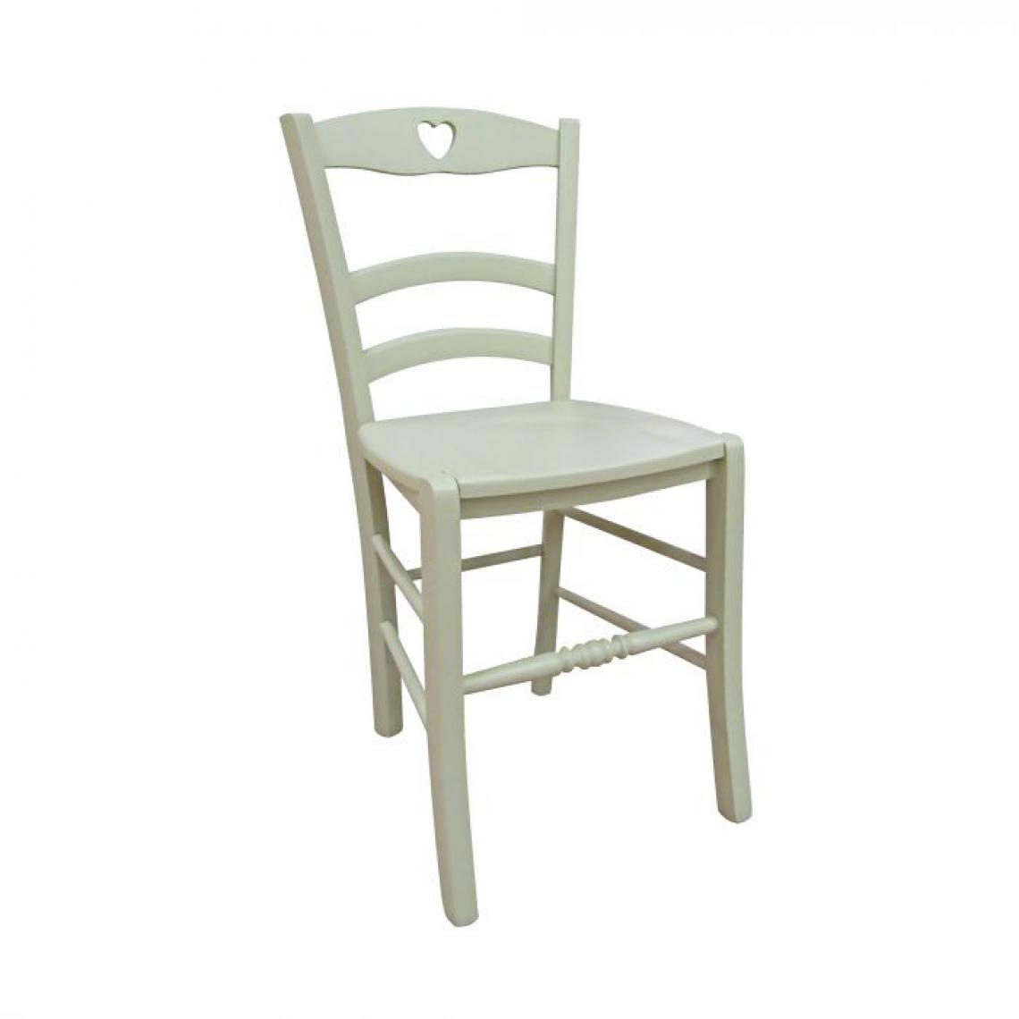Alter - Chaise classique en bois avec détail coeur, Made in Italy, 45 x 47 x 88 cm, couleur sable, avec fond en bois - Chaises