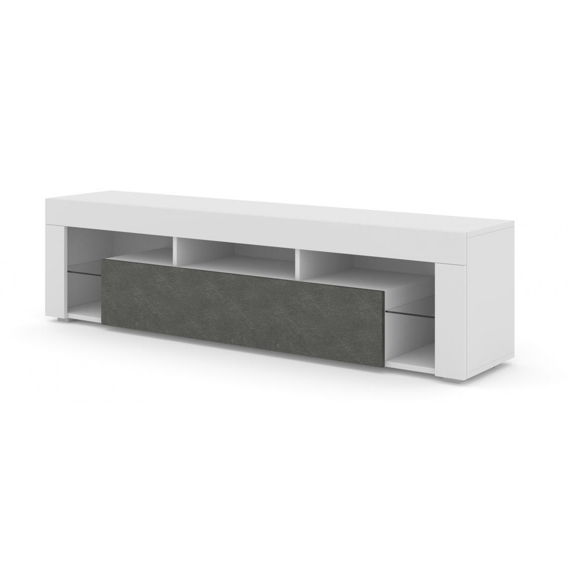 Bim Furniture - Meuble TV bas KAYA 160 cm universel à suspendre ou à poser Blanc / Matera - Meubles TV, Hi-Fi