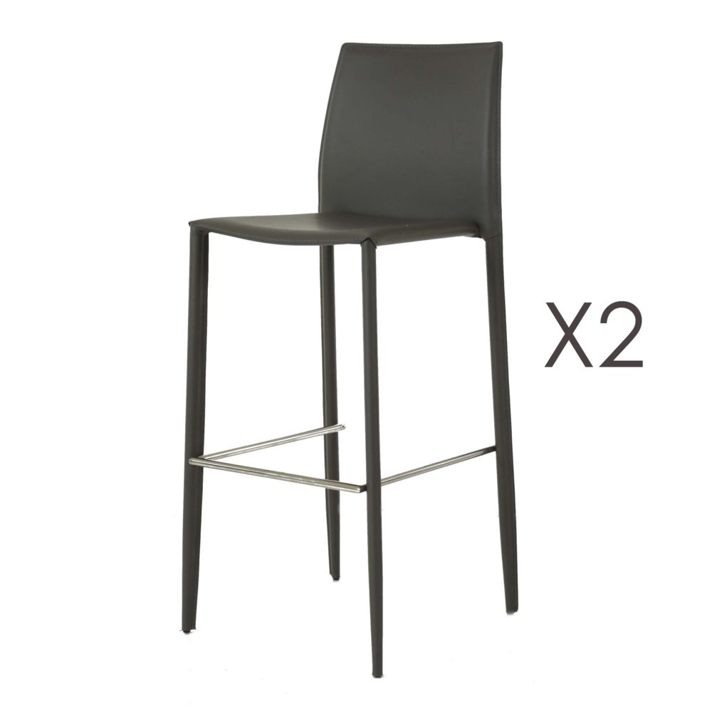 marque generique - Lot de 2 chaises de bar en simili-cuir coloris gris - BORA BORA - Chaises