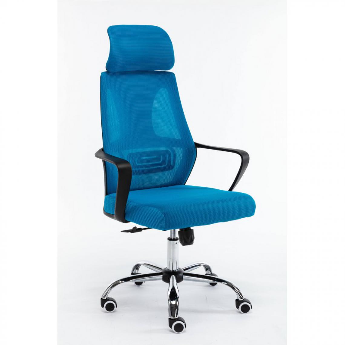 Hucoco - ELIASS - Fauteuil de bureau ergonomique - Hauteur ajustable - Avec accoudoirs - Chaise de bureau télétravail - Bleu - Chaises