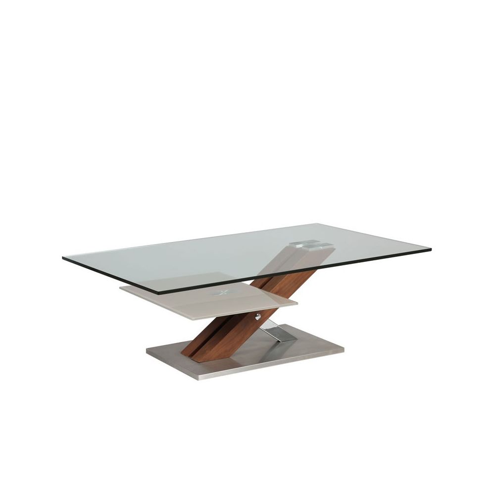 Dansmamaison - Table basse en verre et bois - ARY - L 120 x l 70 x H 40 cm - Tables basses