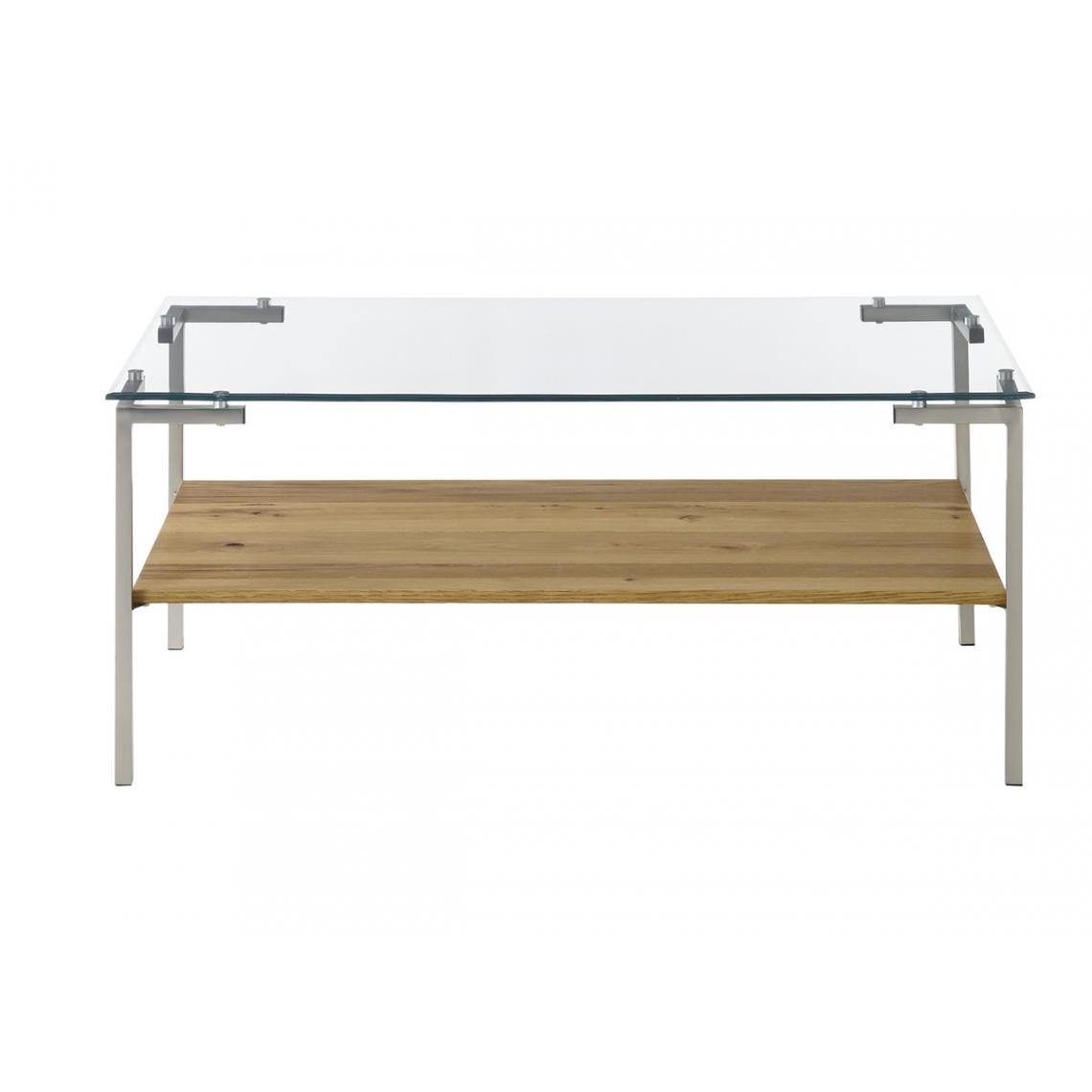Pegane - Table basse coloris chêne en verre / bois - Longueur 110 x hauteur 46 x profondeur 60 cm - Tables basses