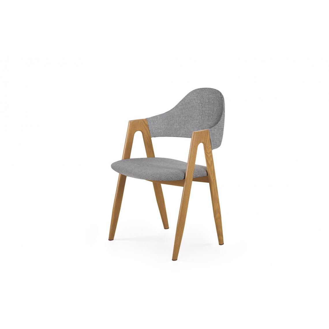 Hucoco - EVANDRO - Chaise rembourrée style vintage salon/chambre - 80x57x53 - Base en acier - Meuble de salle à manger - Gris - Chaises