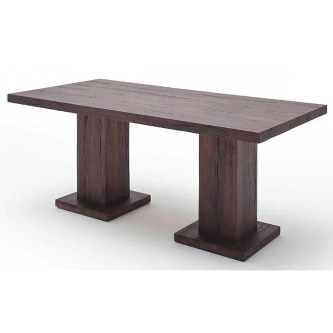 Pegane - Table à manger en chêne massif patiné laqué avec 2 colonnes - L.180 x H.76 x P.90 cm -PEGANE- - Tables à manger