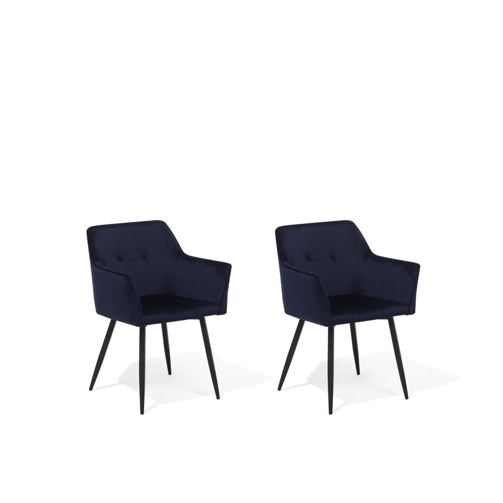 Beliani - Beliani Lot de 2 chaises en velours bleu foncé JASMIN - bleu foncé - Chaises
