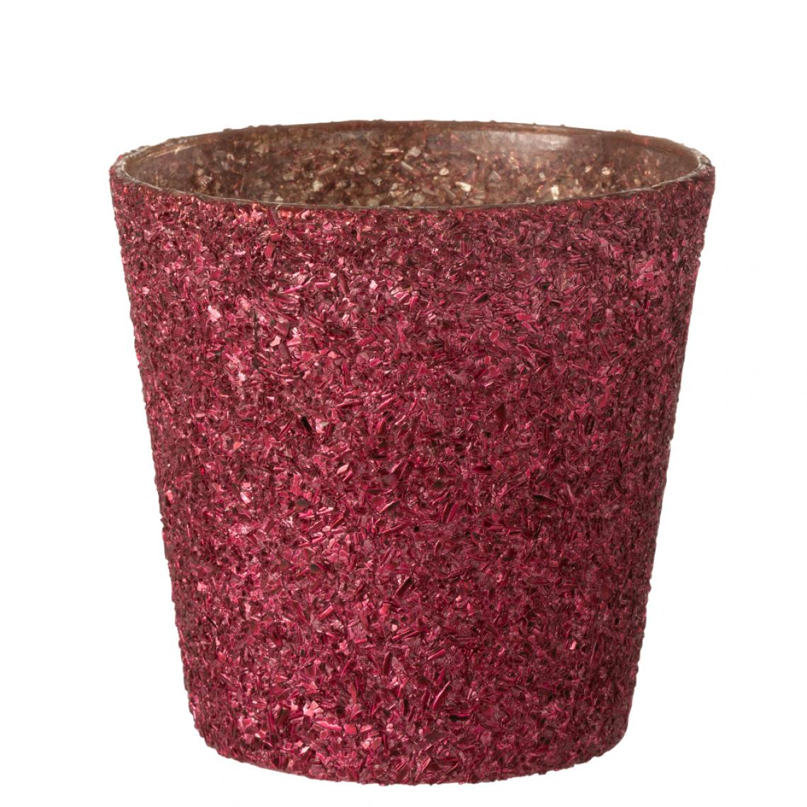 JOLIPA - Pot pour Fleur en verre Rose pailleté - Pots, cache-pots
