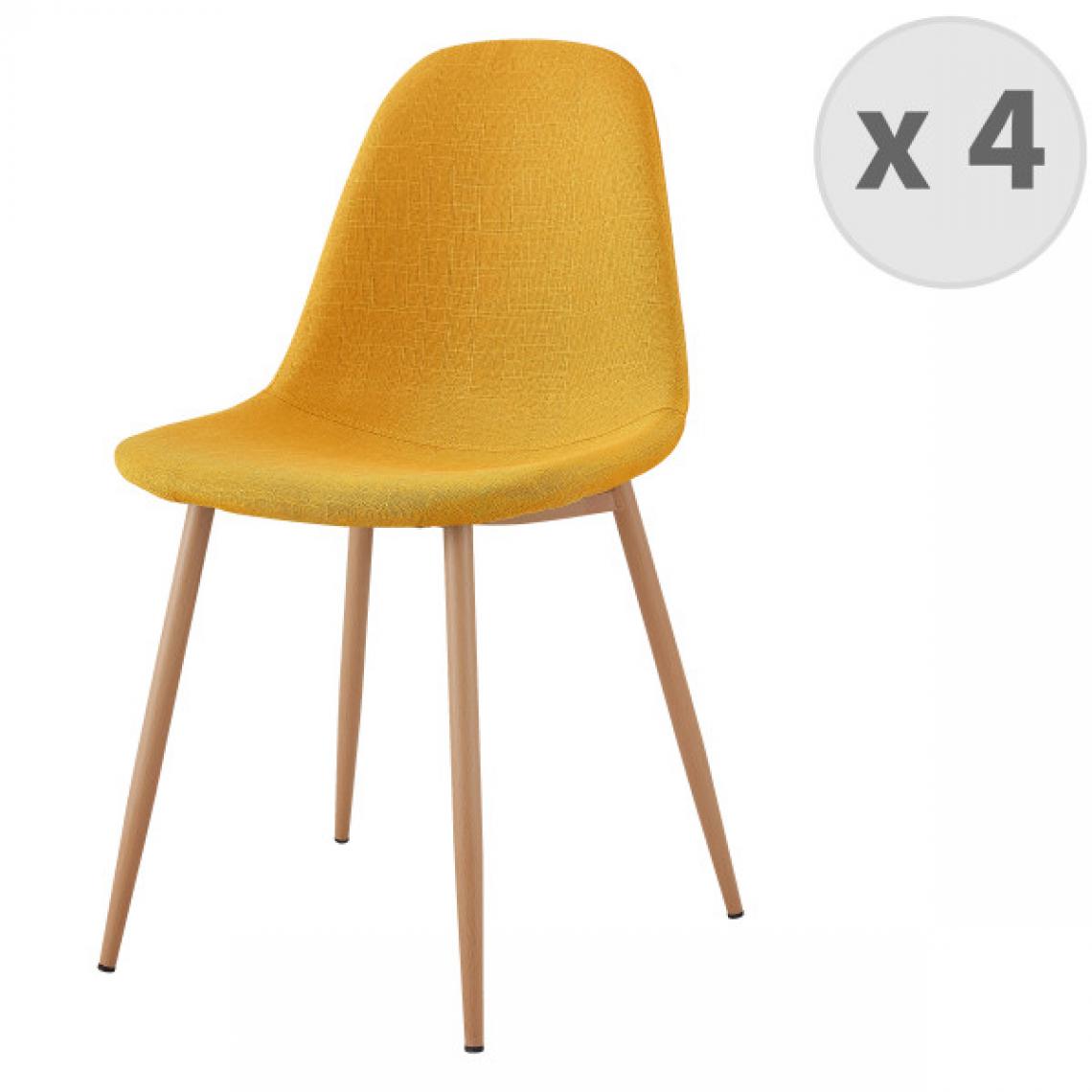 Moloo - ORLANDO-Chaise tissu curry pieds métal bois (x4) - Chaises