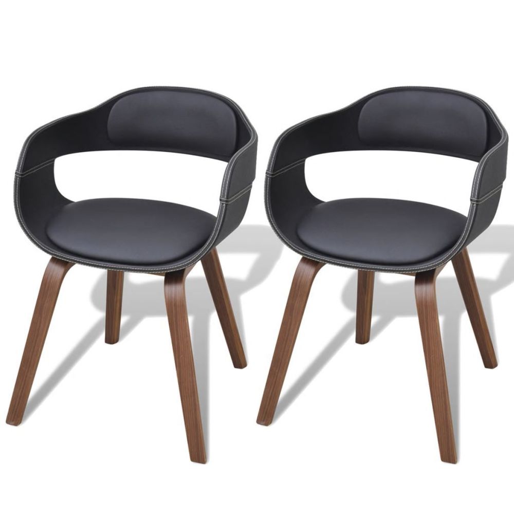 Vidaxl - Chaise de salle à manger 2 pcs Cadre en bois Cuir synthétique | Noir - Chaises