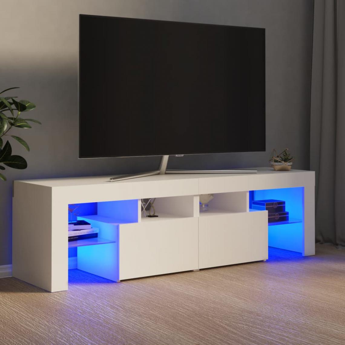 Vidaxl - vidaXL Meuble TV avec lumières LED Blanc 140x35x40 cm - Meubles TV, Hi-Fi