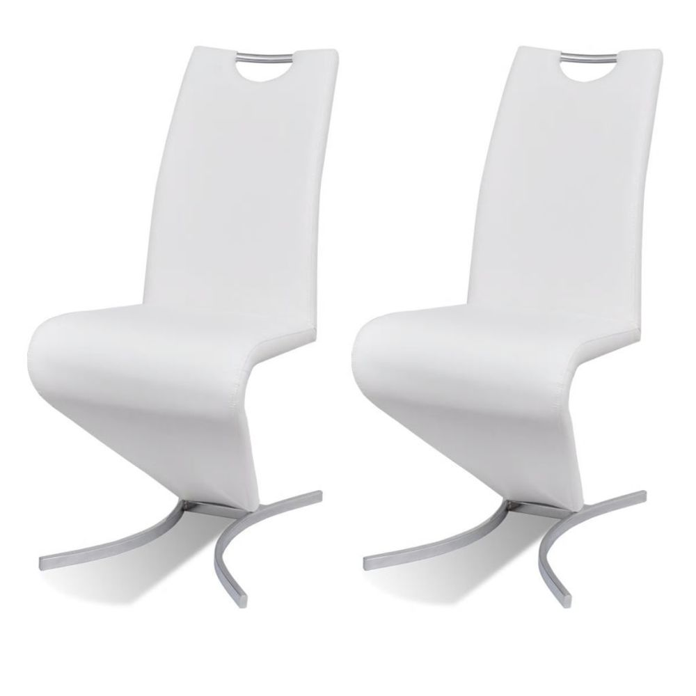 marque generique - Icaverne - Chaises de cuisine et de salle à manger ligne Chaise de salle à manger 2pcs Forme d'H Cuir synthétique Blanc - Chaises