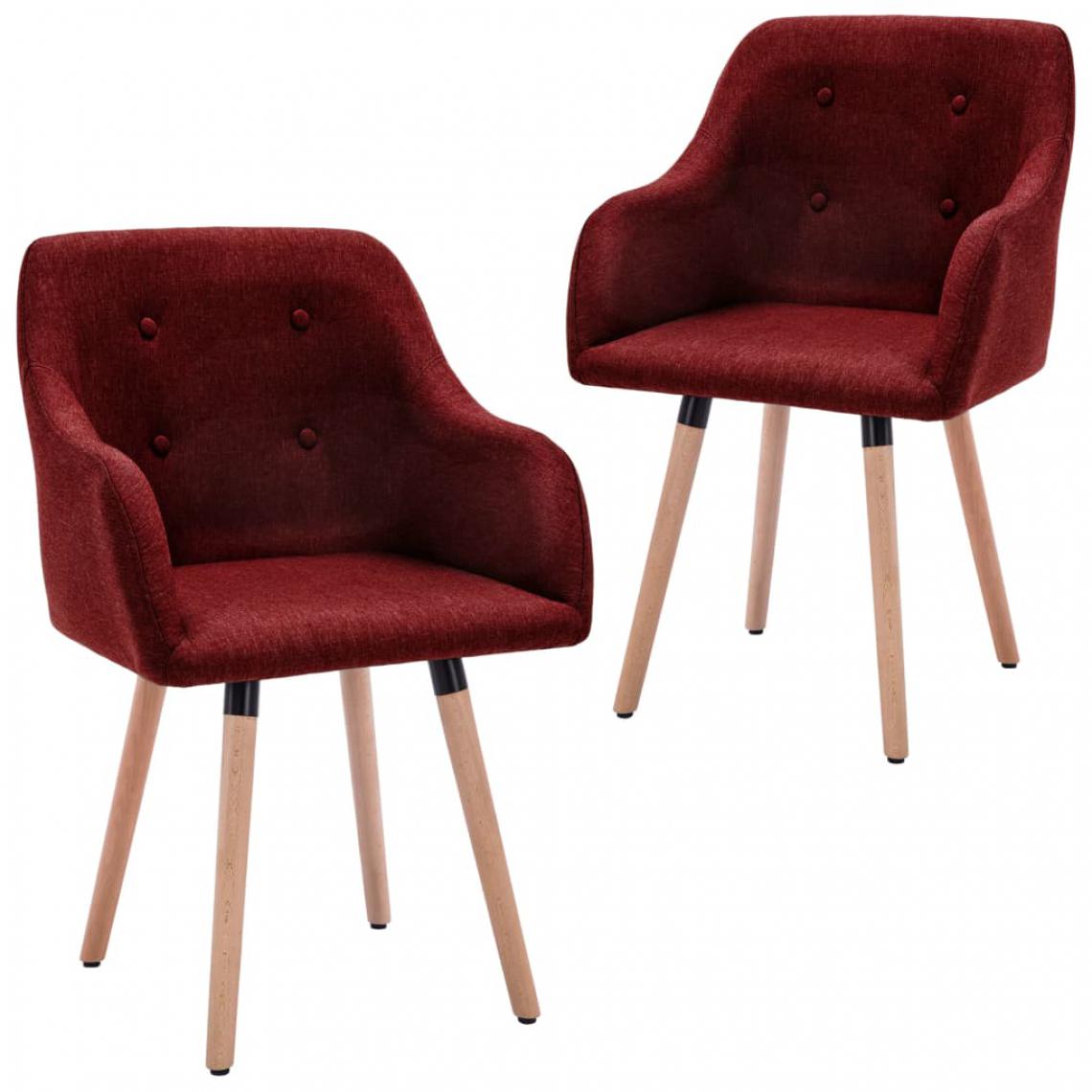 Icaverne - Esthetique Fauteuils et chaises ligne Berne Chaises de salle à manger 2 pcs Rouge bordeaux Tissu - Chaises