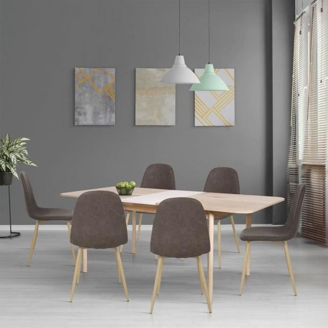 Cstore - Table à manger extensible - Scandinave - NEW SOFIA - Chêne et blanc avec motifs - L 160 / 200 x P 90 cm - Tables à manger