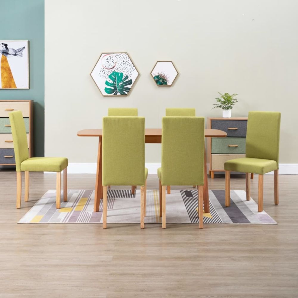 Uco - UCO Chaises de salle à manger 6 pcs Vert Tissu - Chaises