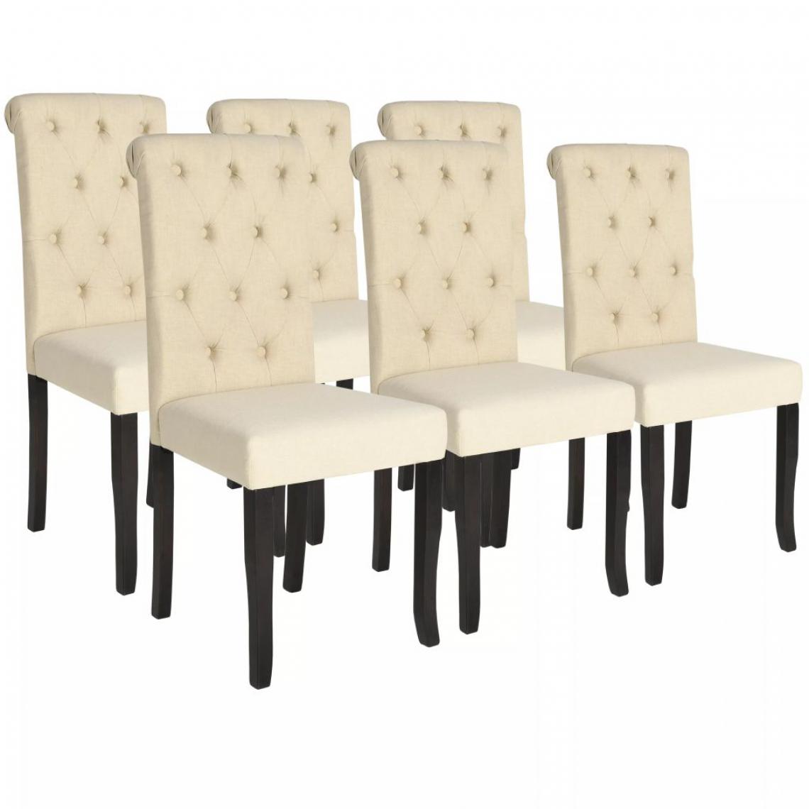 Vidaxl - Chaise de salle à manger 6 pcs Bois massif Couleur crème - Chaises de cuisine et de salle à manger - Crème - Crème - Chaises