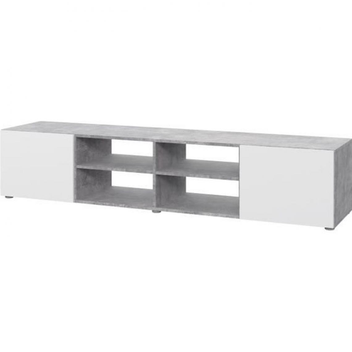 Cstore - CSTORE - pilvi meuble tv - blanc et béton gris clair - l 180xp 42xh 37 cm - Meubles TV, Hi-Fi