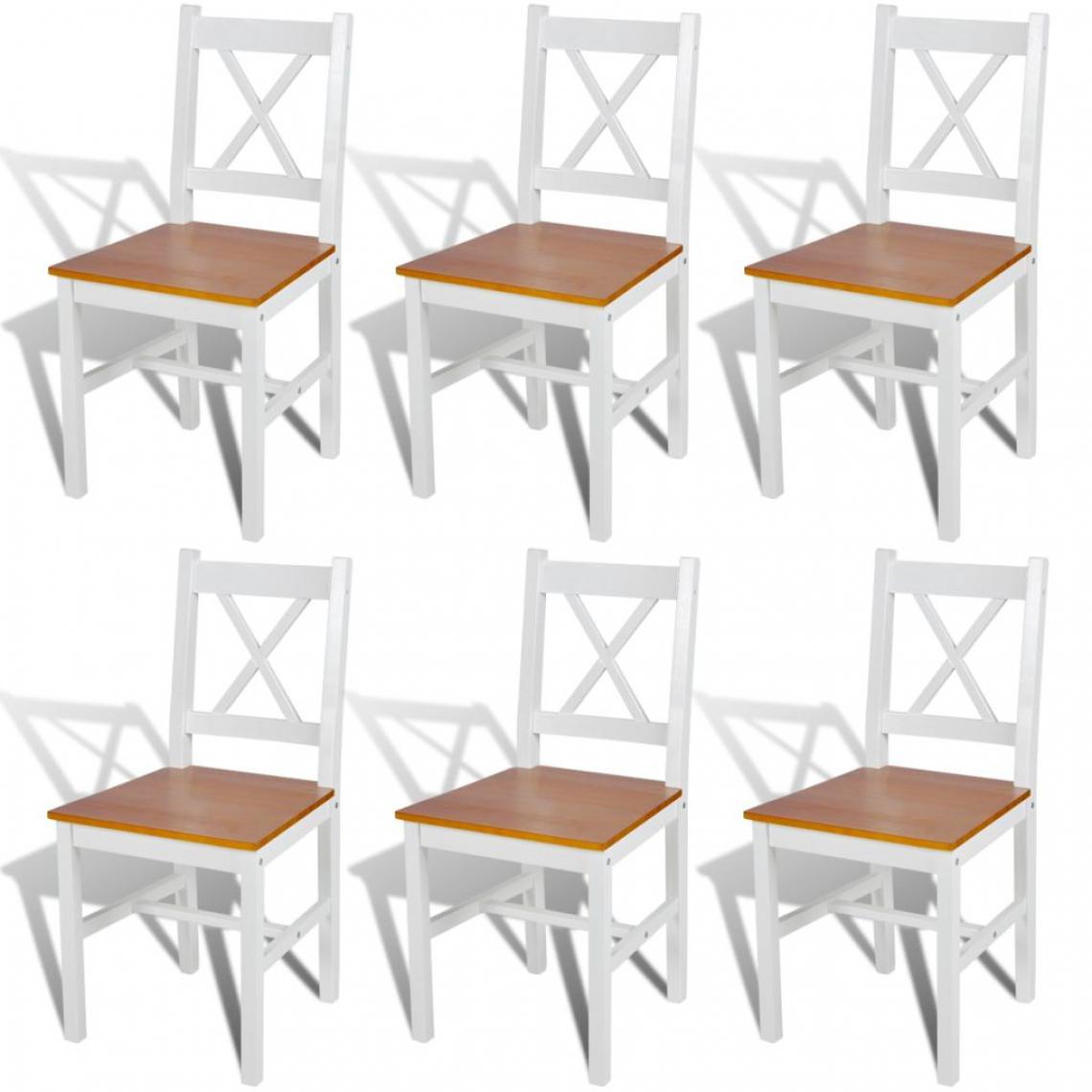 Chunhelife - Chaises de salle à manger 6 pcs Blanc Pinède - Chaises