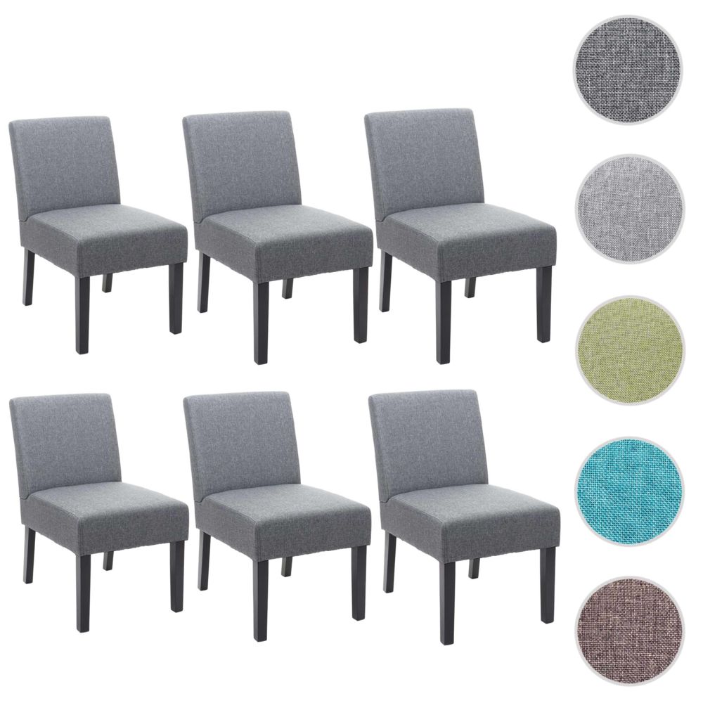 Mendler - 6x chaise de salle à manger HWC-F61, fauteuil lounge, tissu/textil ~ gris foncé - Chaises