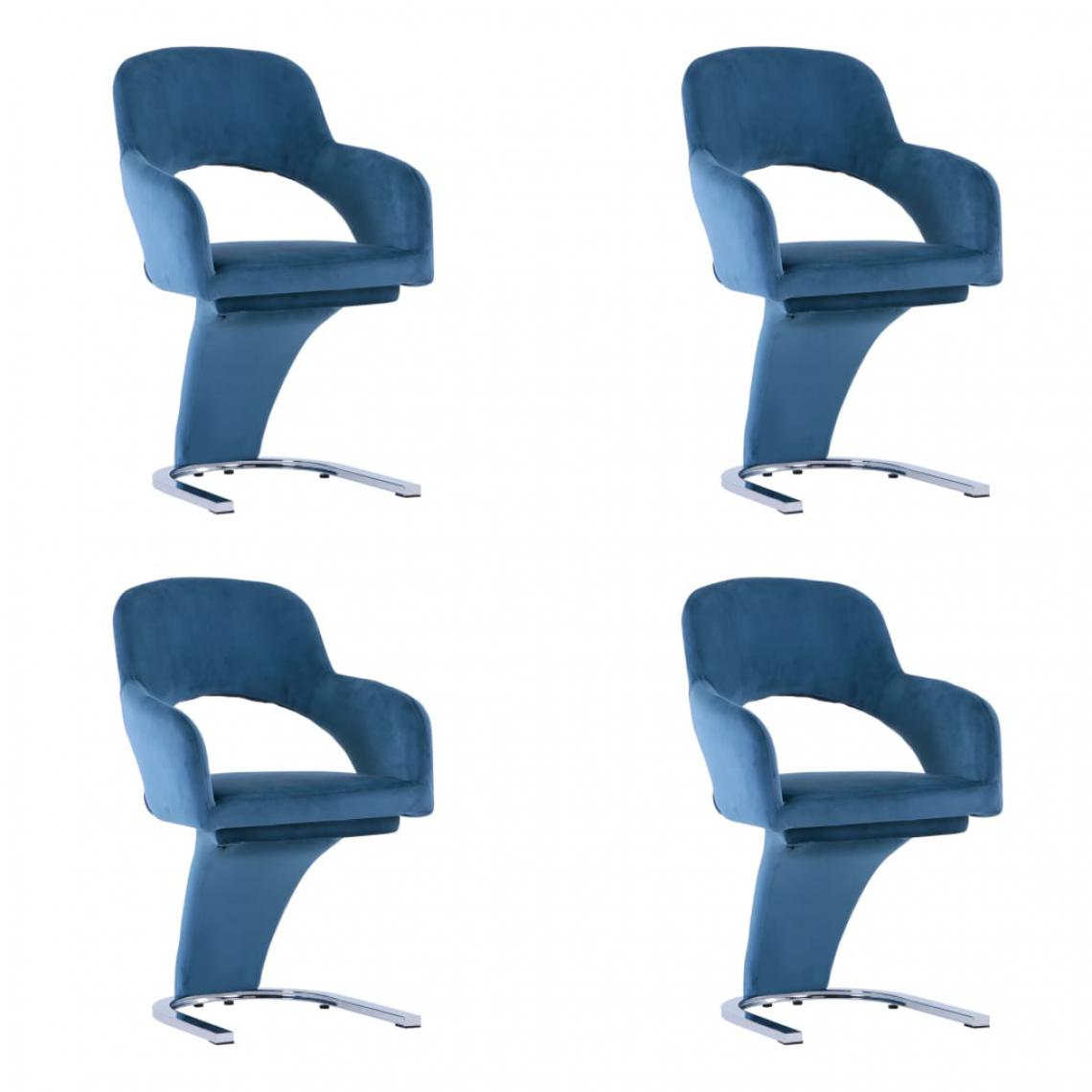 Icaverne - Joli Fauteuils et chaises Dodoma Chaises de salle à manger 4 pcs Bleu Velours - Chaises
