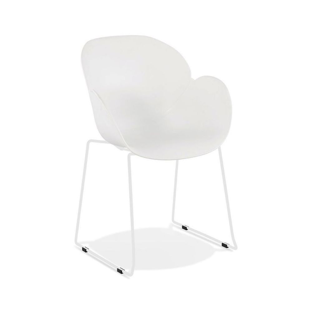Paris Prix - Chaise Design avec Accoudoirs ""Riod"" 89cm Blanc - Chaises