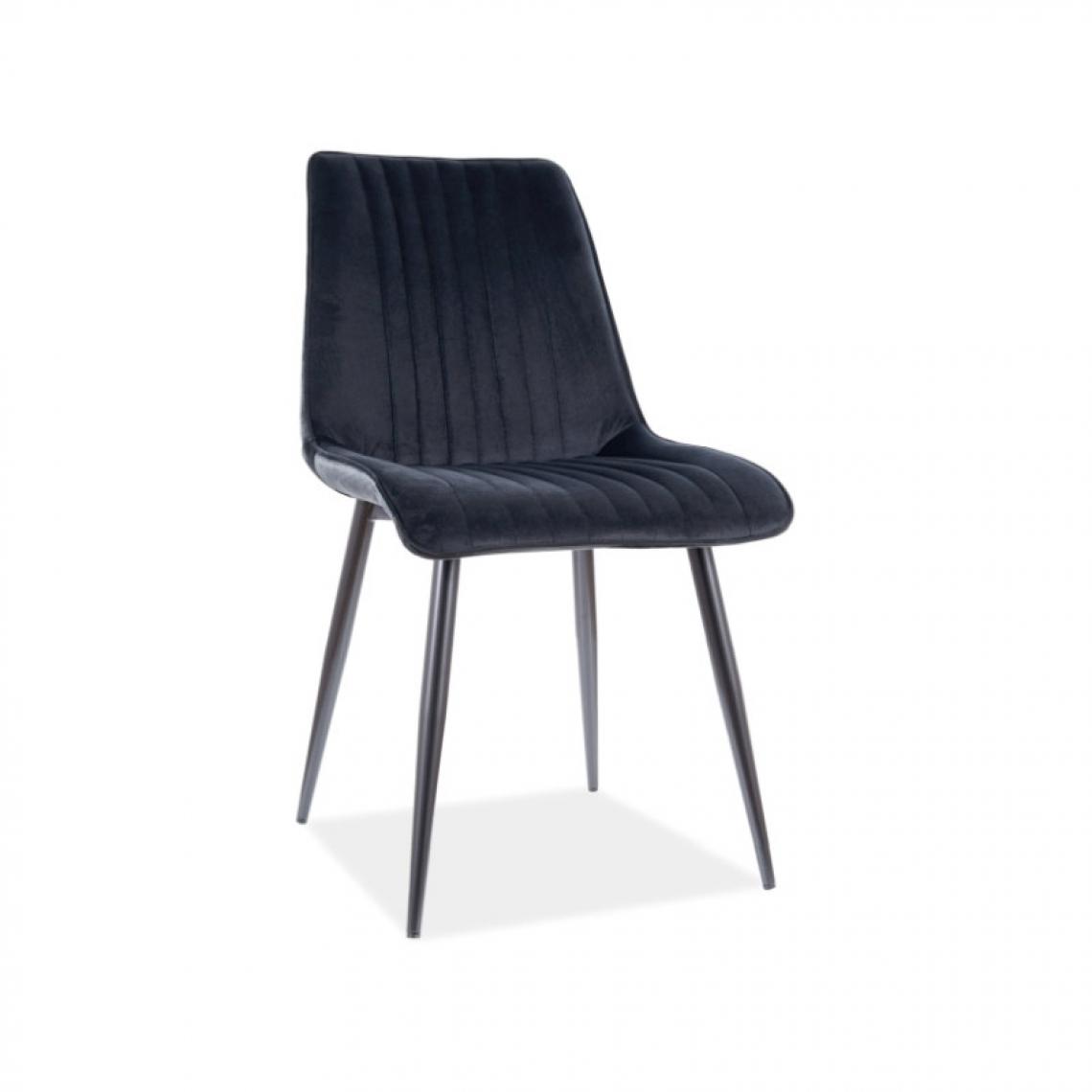 Ac-Deco - Chaise en velours - Kim - L 47 x P 42 x H 88 cm - Noir - Chaises