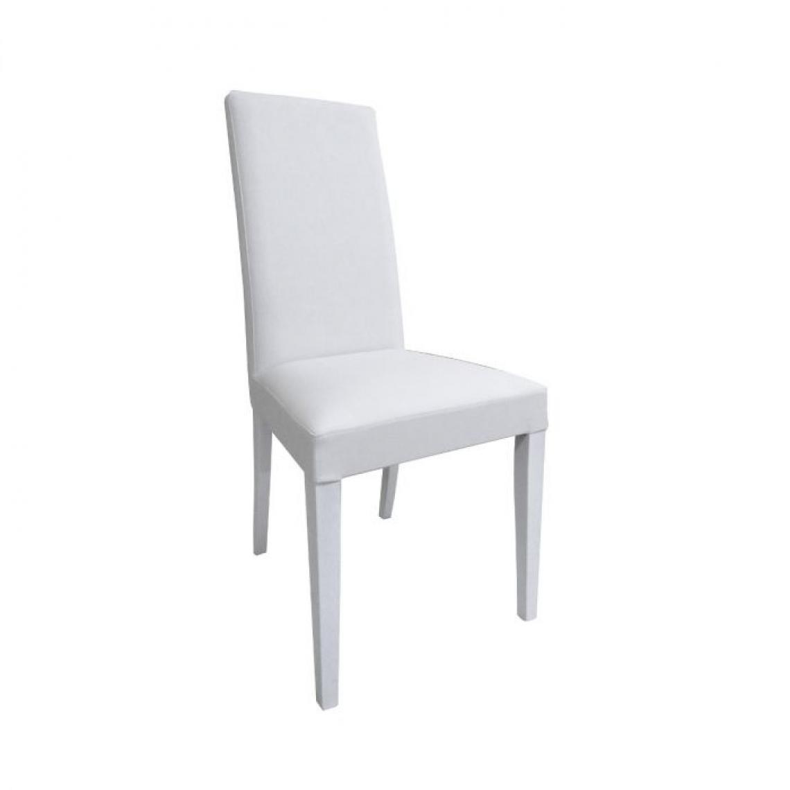 Alter - Chaise classique rembourrée en similicuir avec pieds en bois, Fauteuil pour salle à manger, Fabriqué en Italie, 46x54h98, Couleur Blanc - Chaises