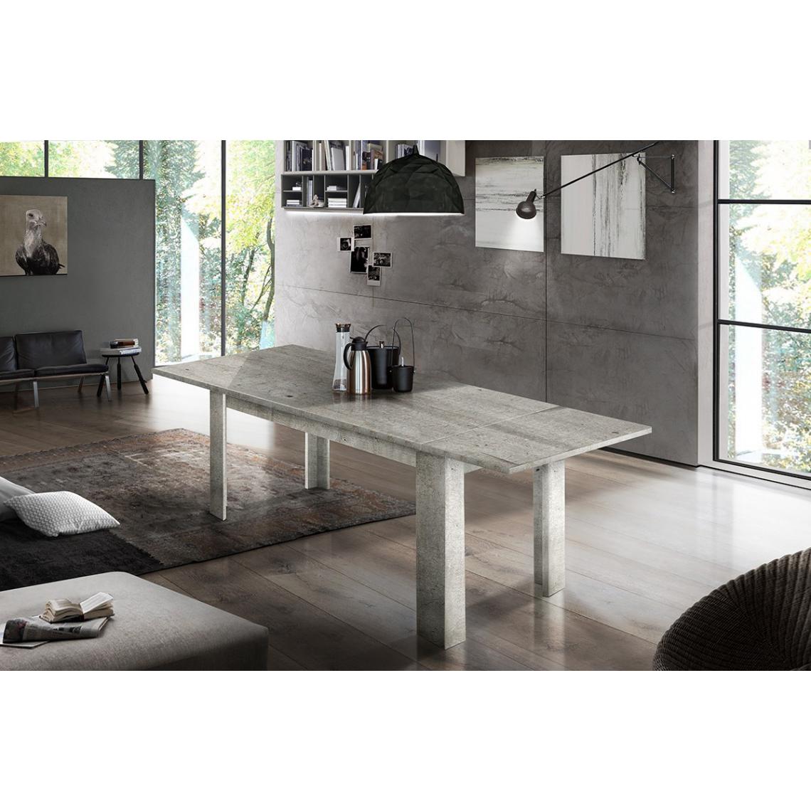 Alter - Table de salle à manger extensible, Made in Italy, Table moderne avec rallonges, Console extensible, 160 / 210x90h75 cm, Couleur ciment - Tables à manger