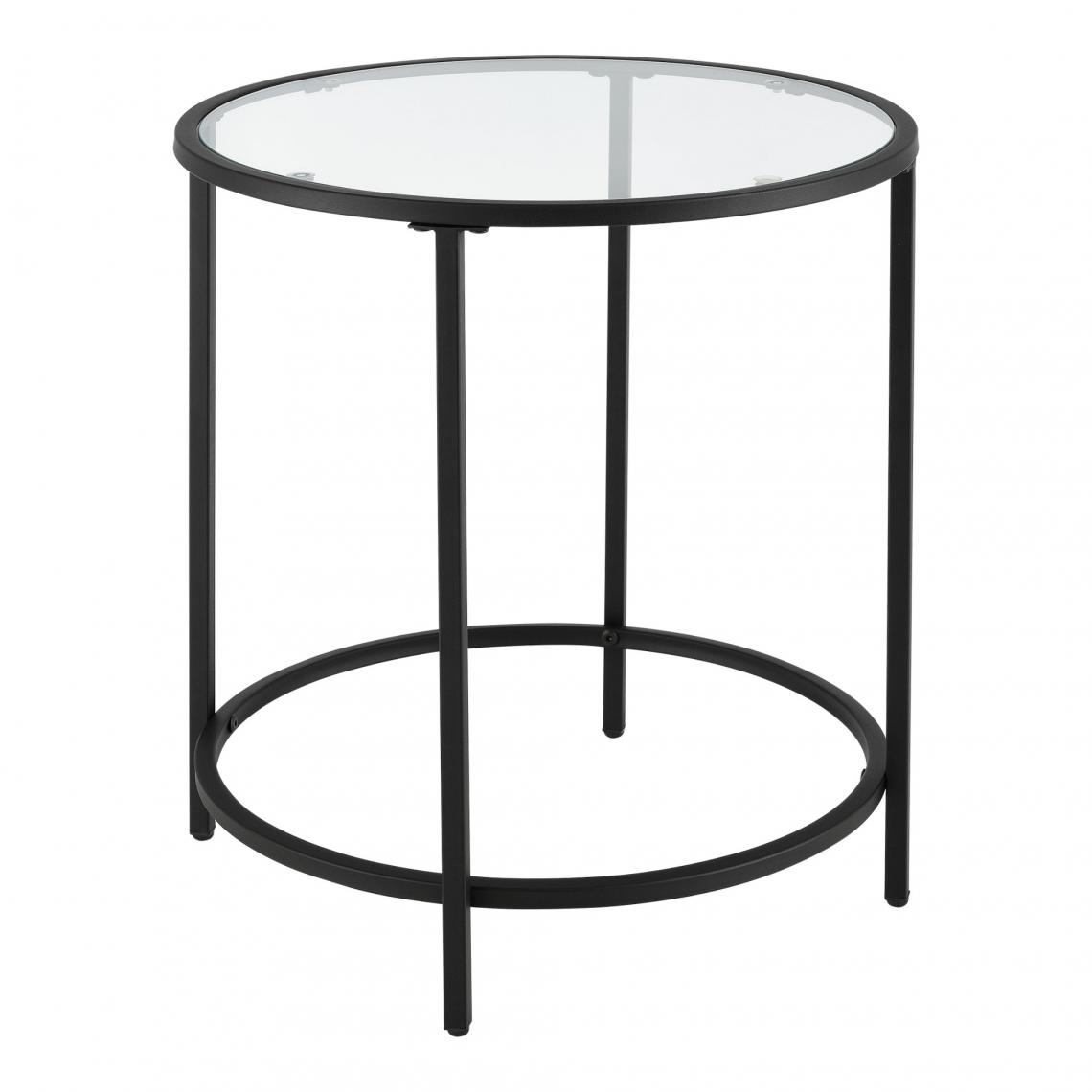 Helloshop26 - Table basse d'appoint pour salon ronde bouts de canapé plateau en verre pieds en acier 55 cm noir 03_0006186 - Tables basses