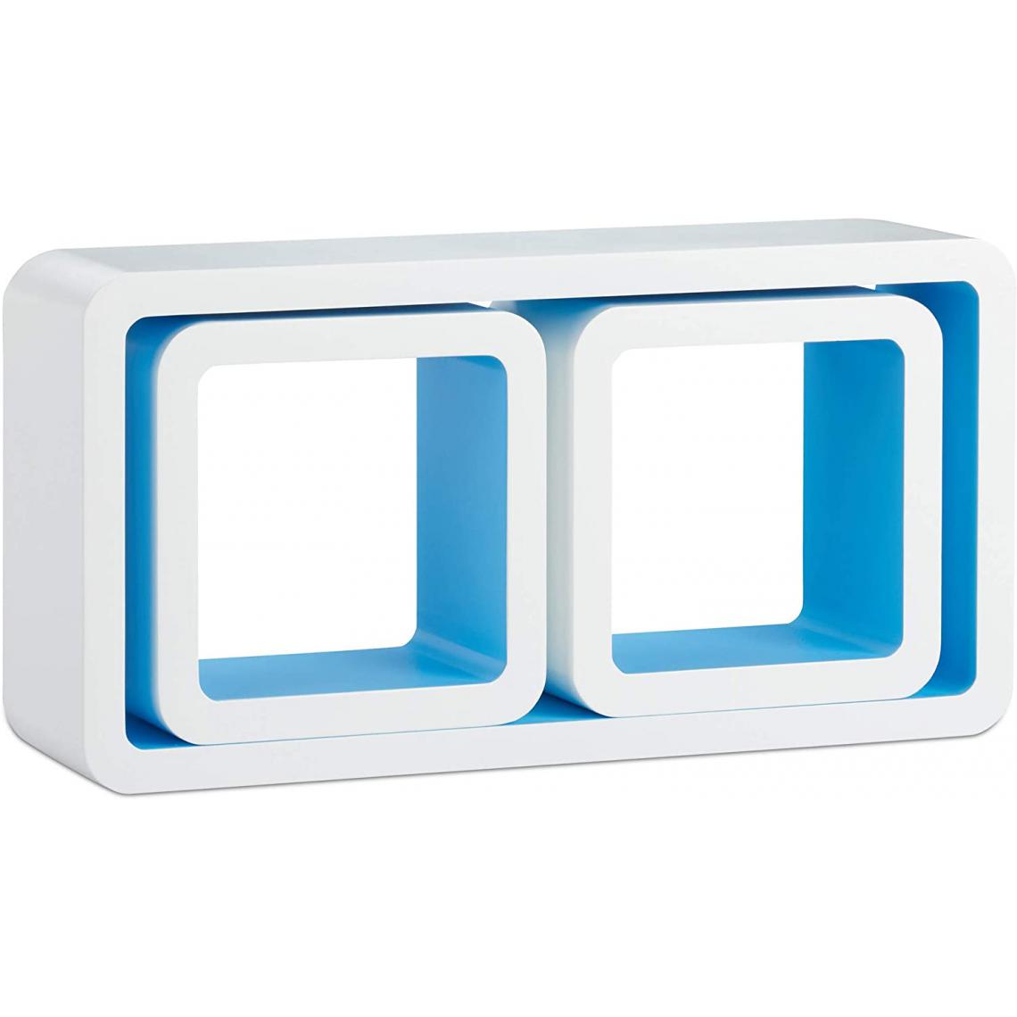 Helloshop26 - Set de 3 étagères tablettes flottantes rectangle et carré blanc et bleu 13_0002495_2 - Etagères