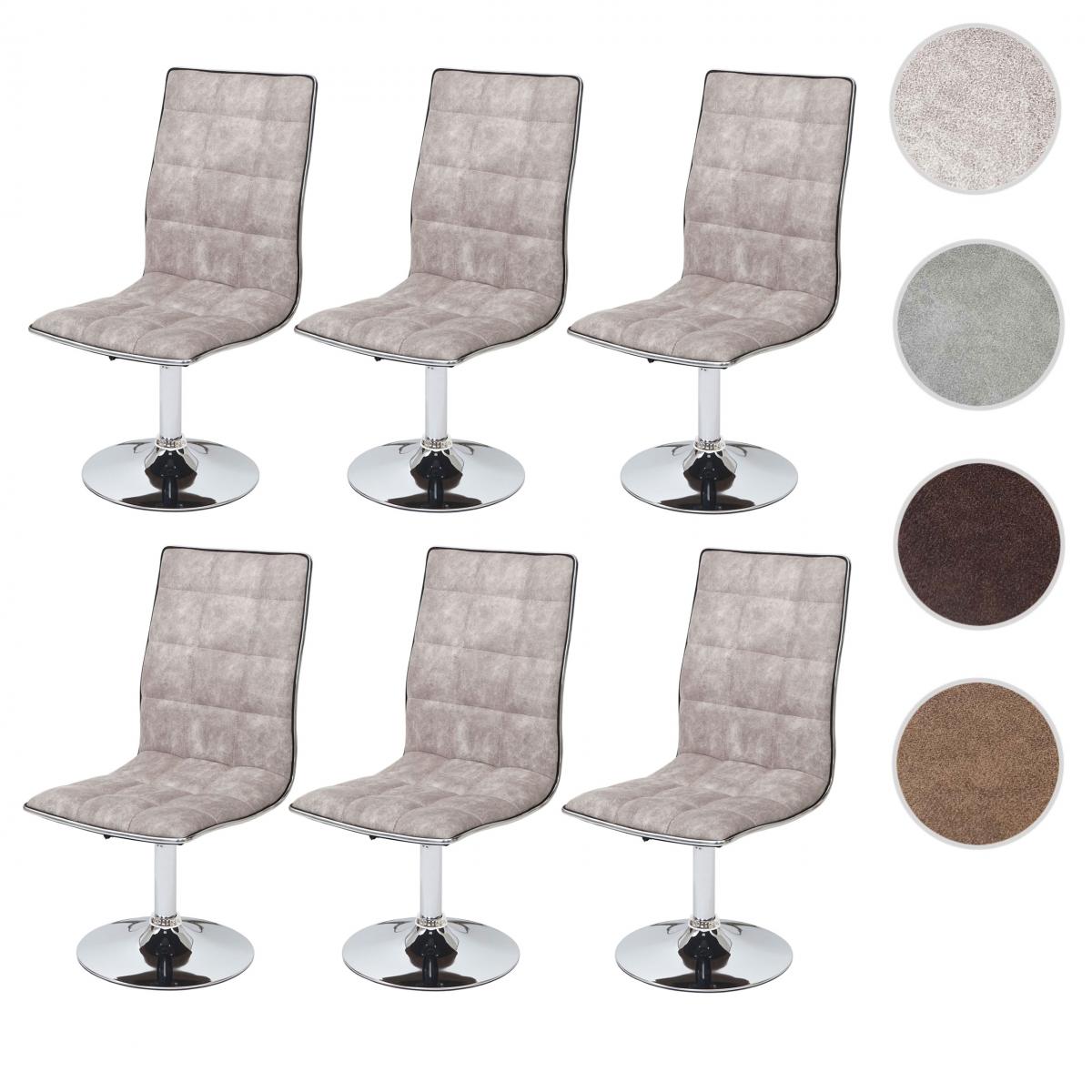 Mendler - 6x chaise de salle à manger HWC-C41, fauteuil, tissu ~ vintage gris silex - Chaises