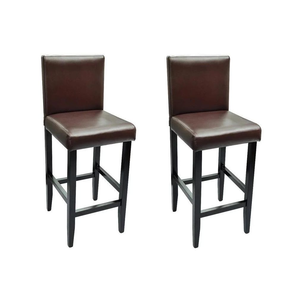 Helloshop26 - Lot de deux tabourets de bar design chaise siège cuir synthétique marron 1202096 - Chaises