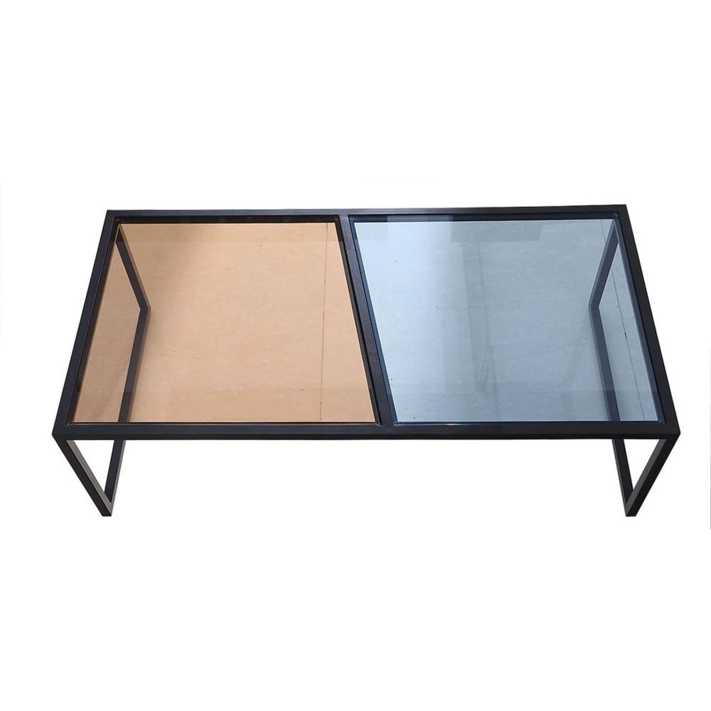 La Maison Du Canapé - Table basse verre ESPRIT - Marron / Bleu - Noir - Tables basses