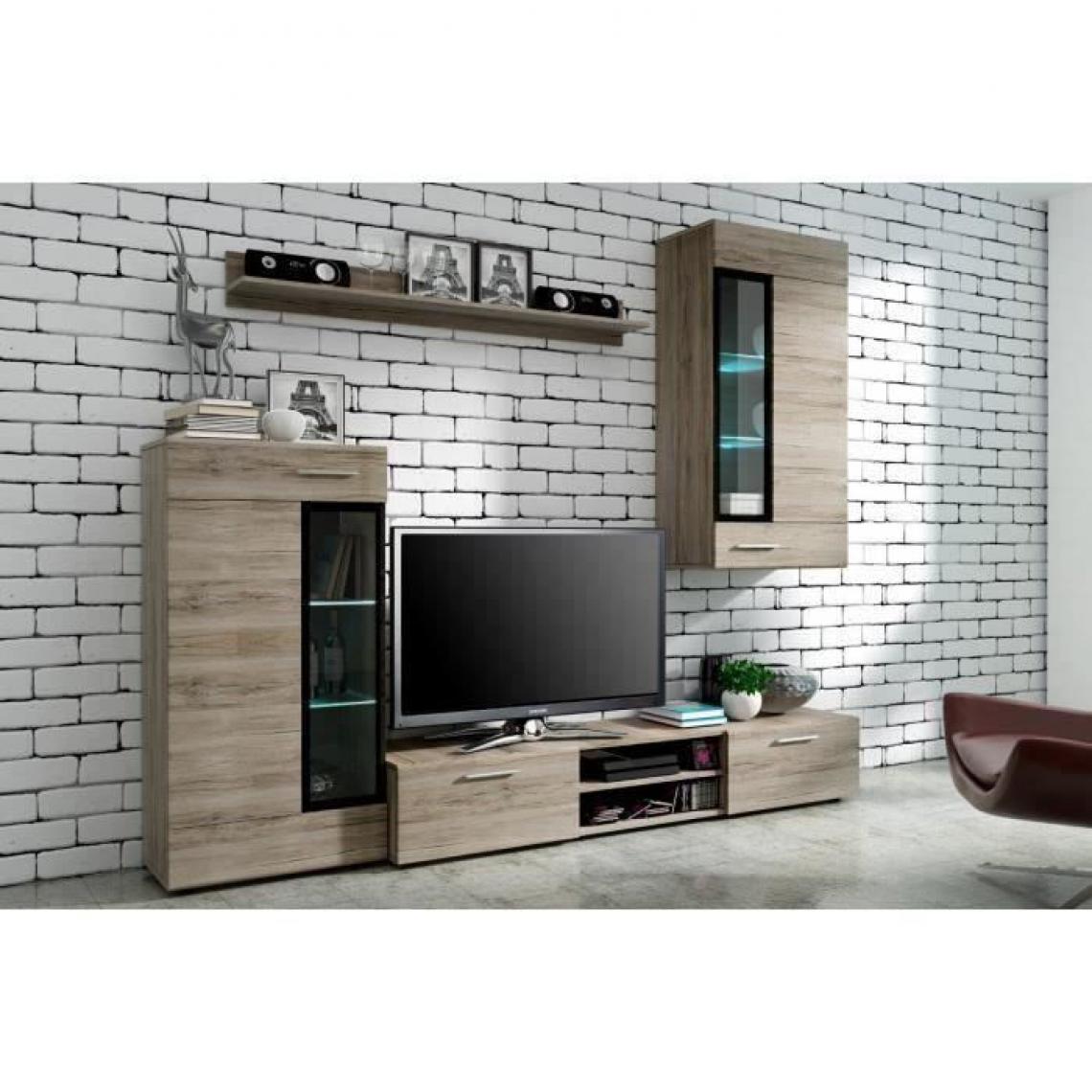 Cstore - CSTORE - tango meuble tv contemporain mélaminé décor bois - l 176 cm - Meubles TV, Hi-Fi
