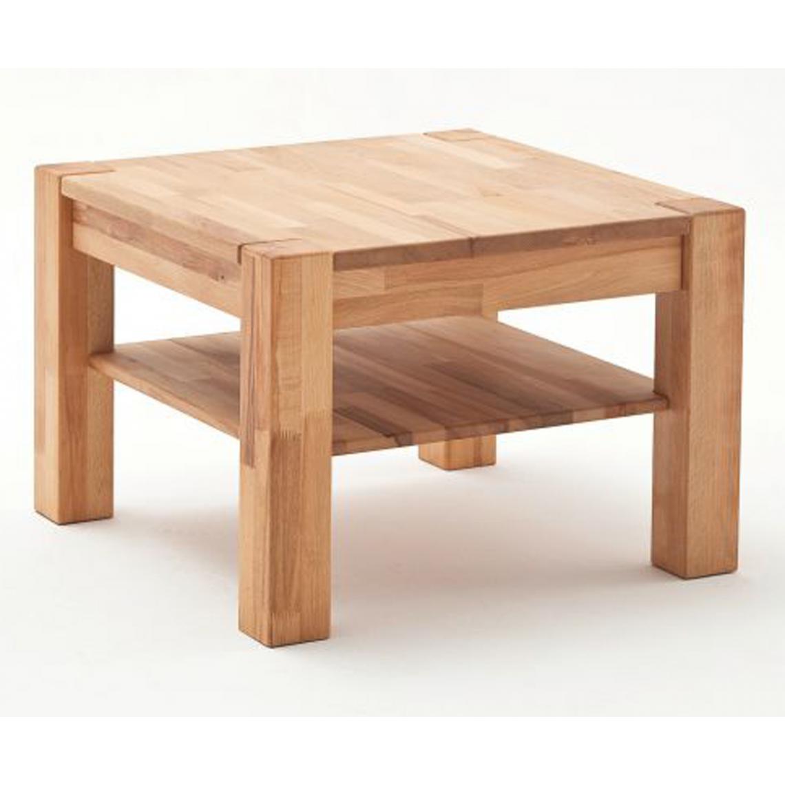 Pegane - Table basse avec rangements en hêtre massif huilé - L.65 x H.45 x P.65 cm - Tables basses