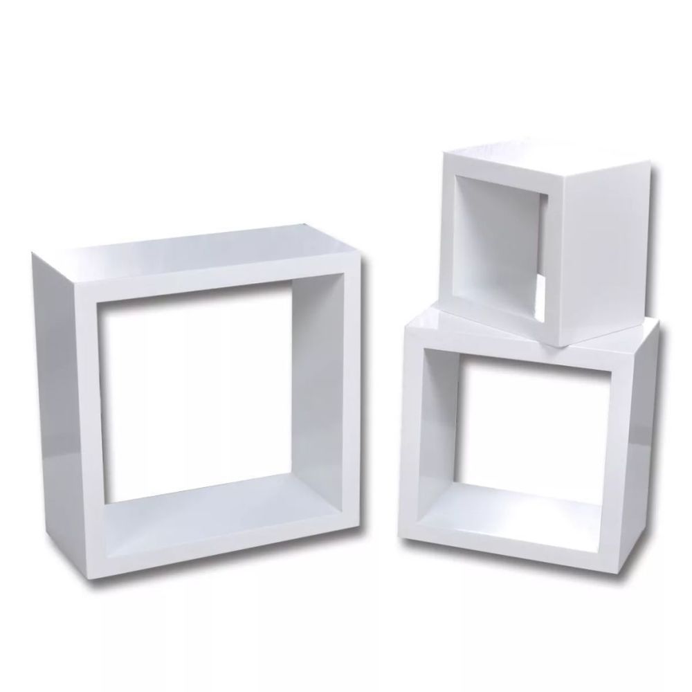 Helloshop26 - Étagère armoire meuble design design murale 3 cubes blanc 2702084/2 - Etagères