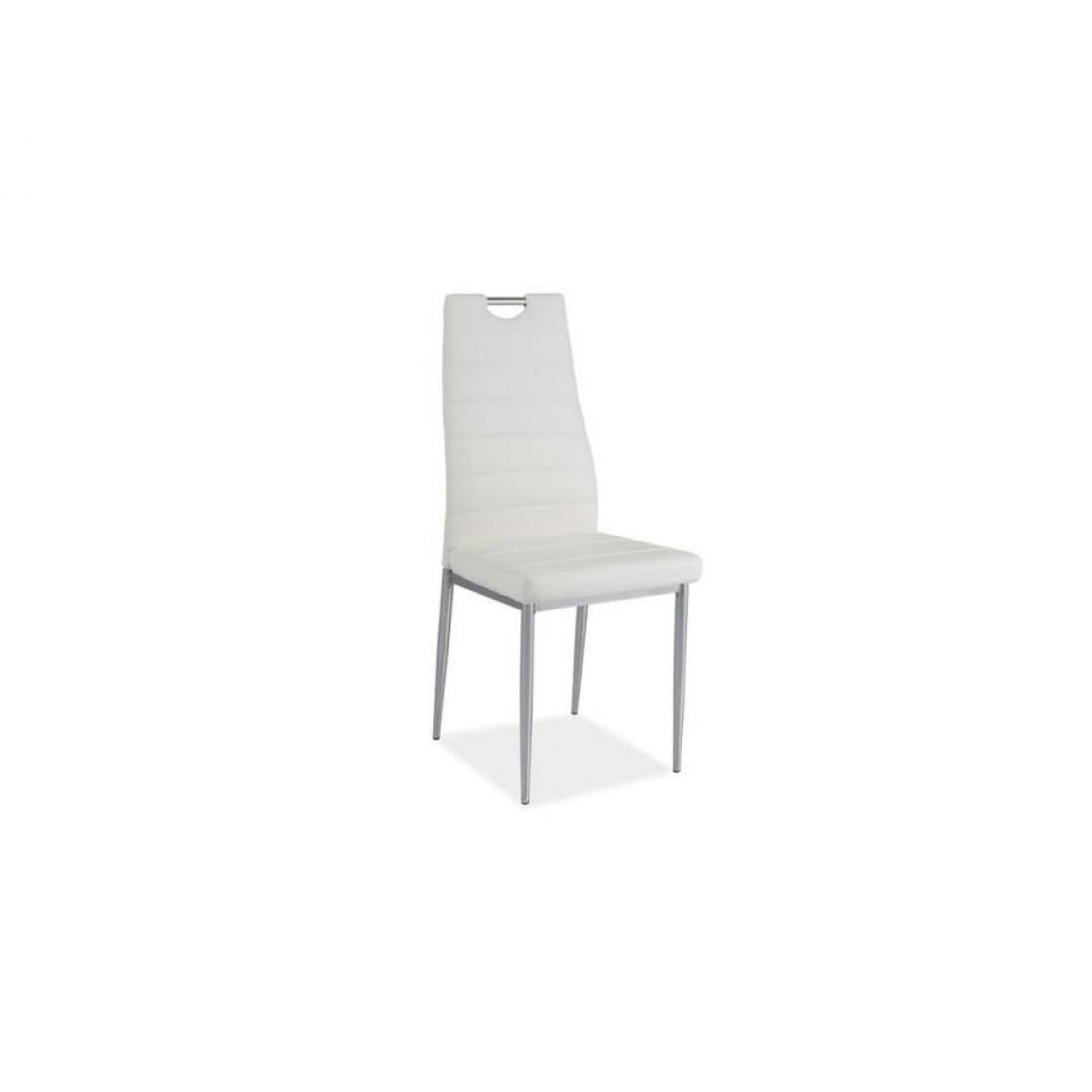 Hucoco - INAYA | Chaise style minimaliste salle à manger bureau | Dimensions : 96x40x38 cm | Rembourrage cuir écologique | Ergonomique - Blanc - Chaises