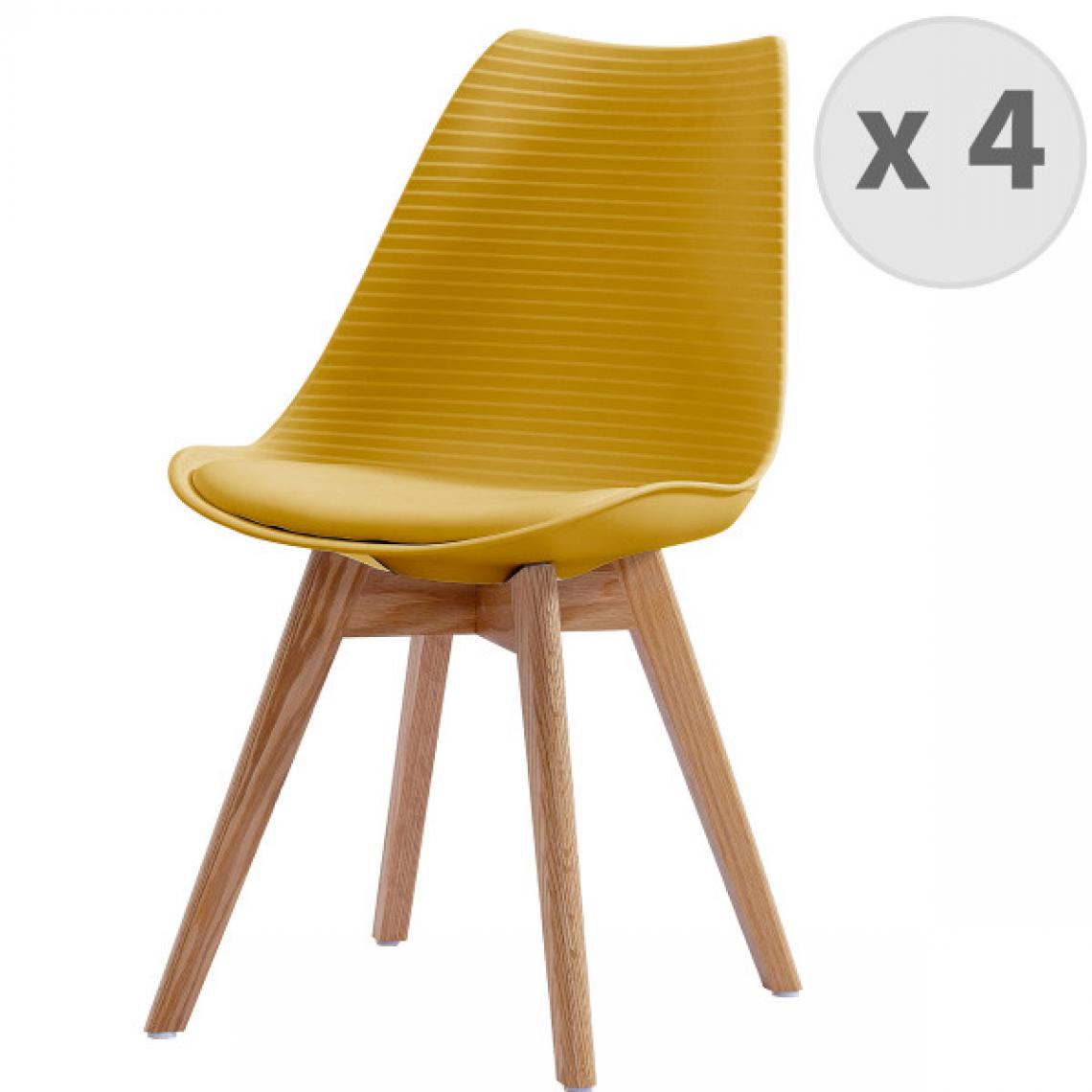 Moloo - BESSY-Chaise scandinave curry pieds chêne (x4) - Chaises