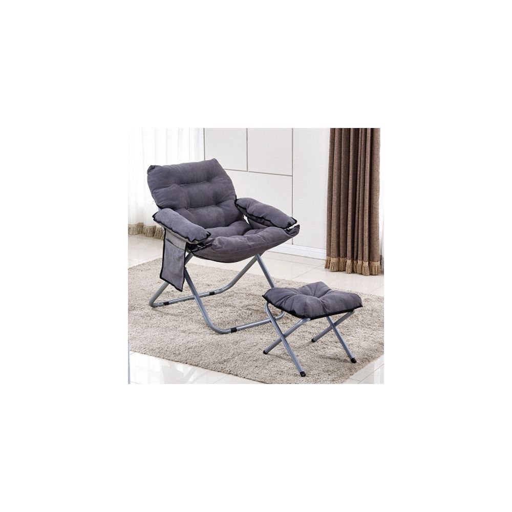 Wewoo - Salon créatif pliant paresseux canapé chaise simple longue tatami avec repose-pieds gris - Chaises