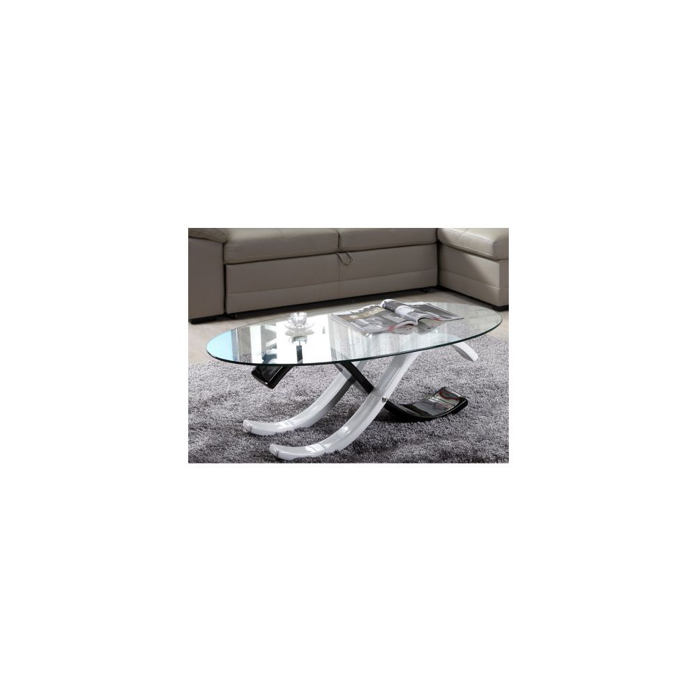 marque generique - Table basse bicolore INFINITY II - Verre trempé - Coloris noir et blanc - Meubles TV, Hi-Fi