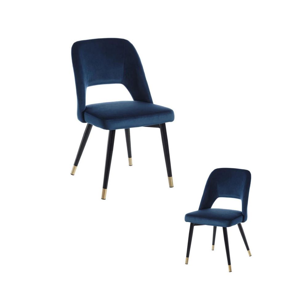 Tousmesmeubles - Duo de chaises Métal/Tissu Bleu - YIZI - Chaises