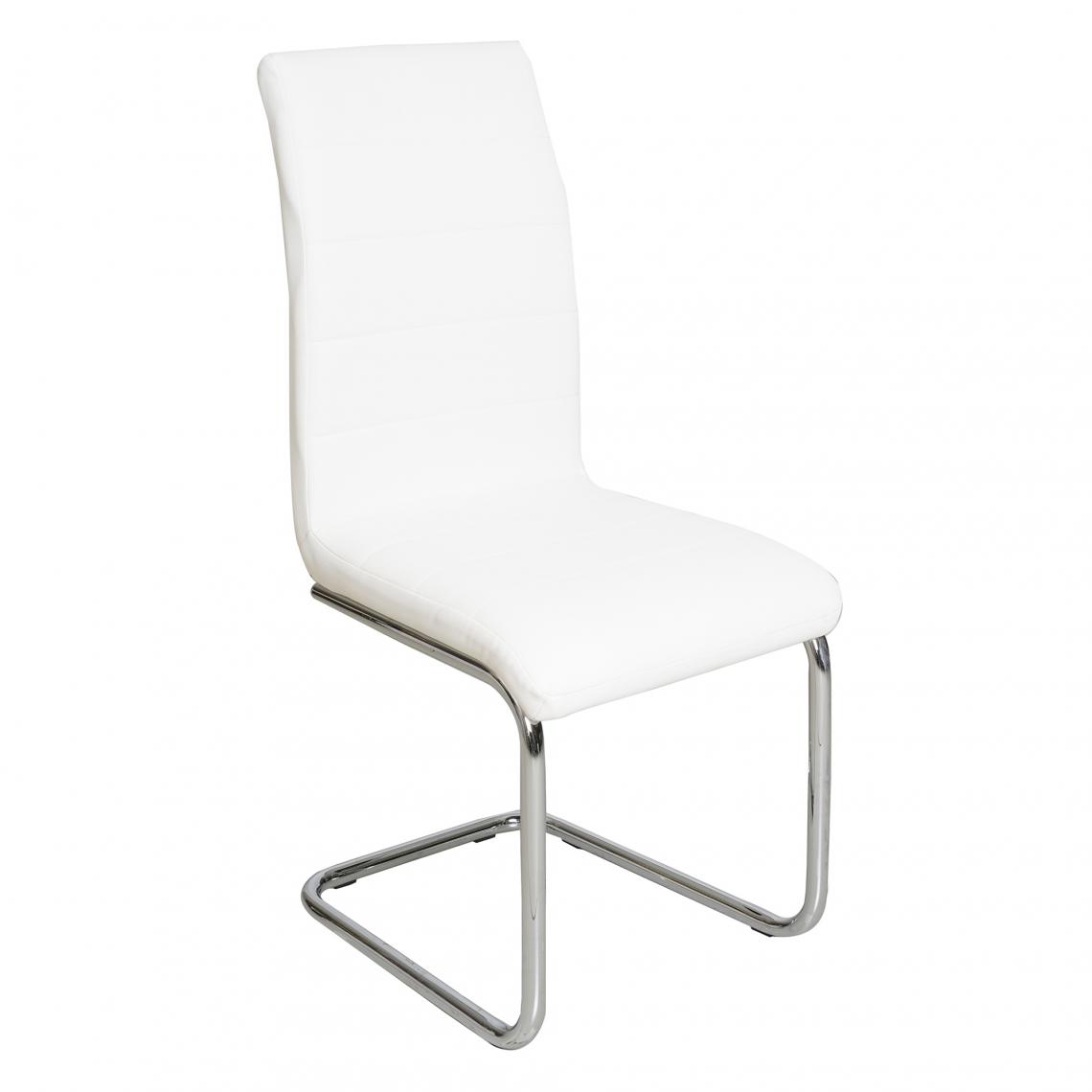 Alter - Chaise moderne en éco-cuir, blanc et métal chromé, 43 x 98 x 57 cm - Chaises