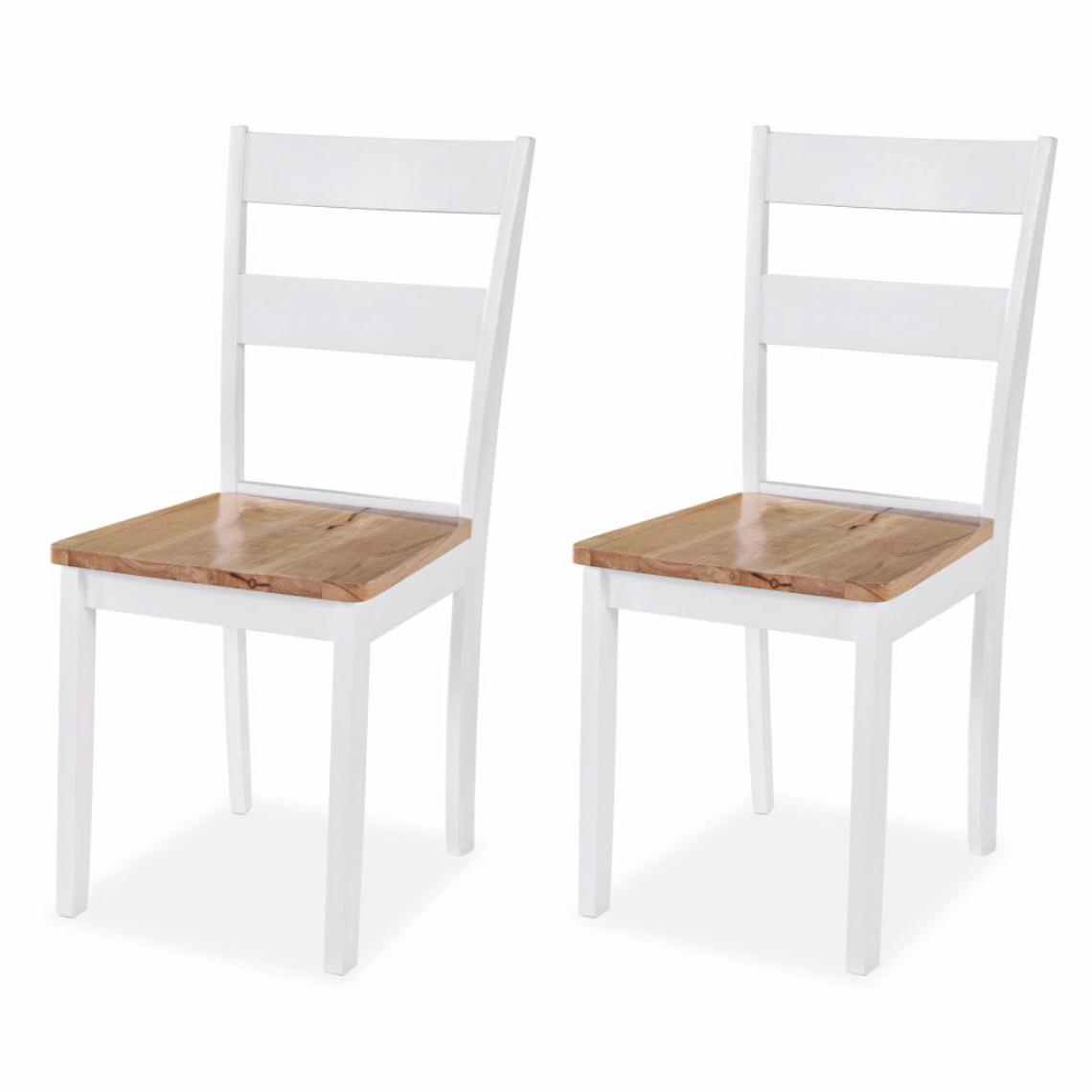 Vidaxl - Chaise de salle à manger 2 pcs Hévéa Blanc - Blanc - Chaises