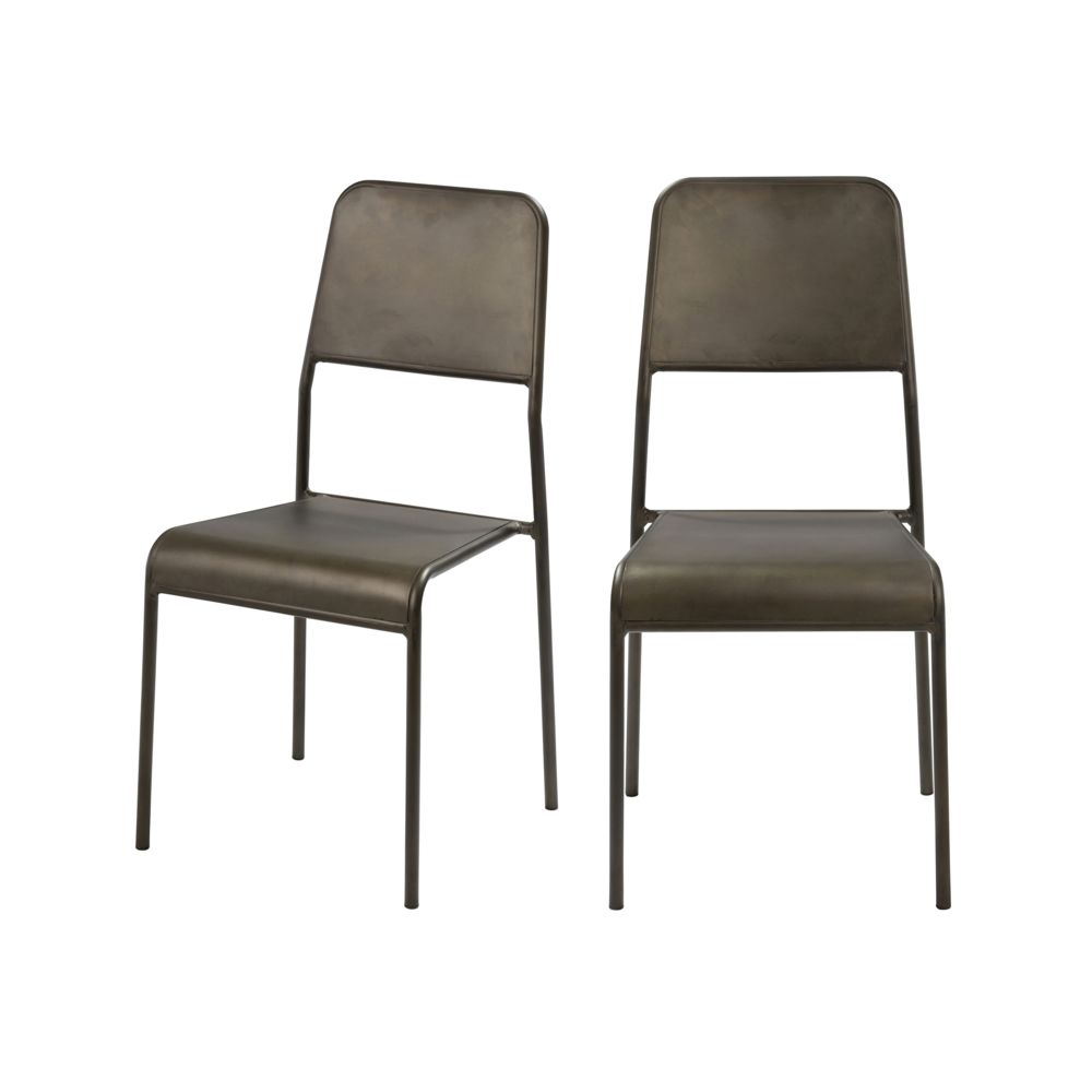 Rendez Vous Deco - Chaise Exon en métal gris (lot de 2) - Chaises
