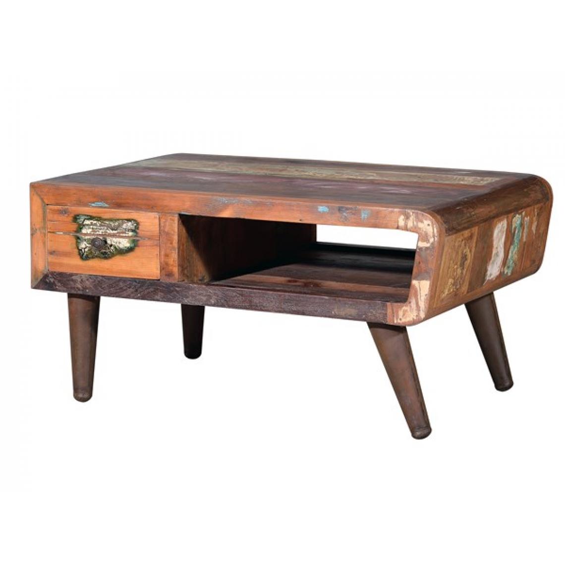 Pegane - Table basse en bois recyclé coloris naturel - longueur 90 x profondeur 60 x hauteur 45 cm - Tables basses