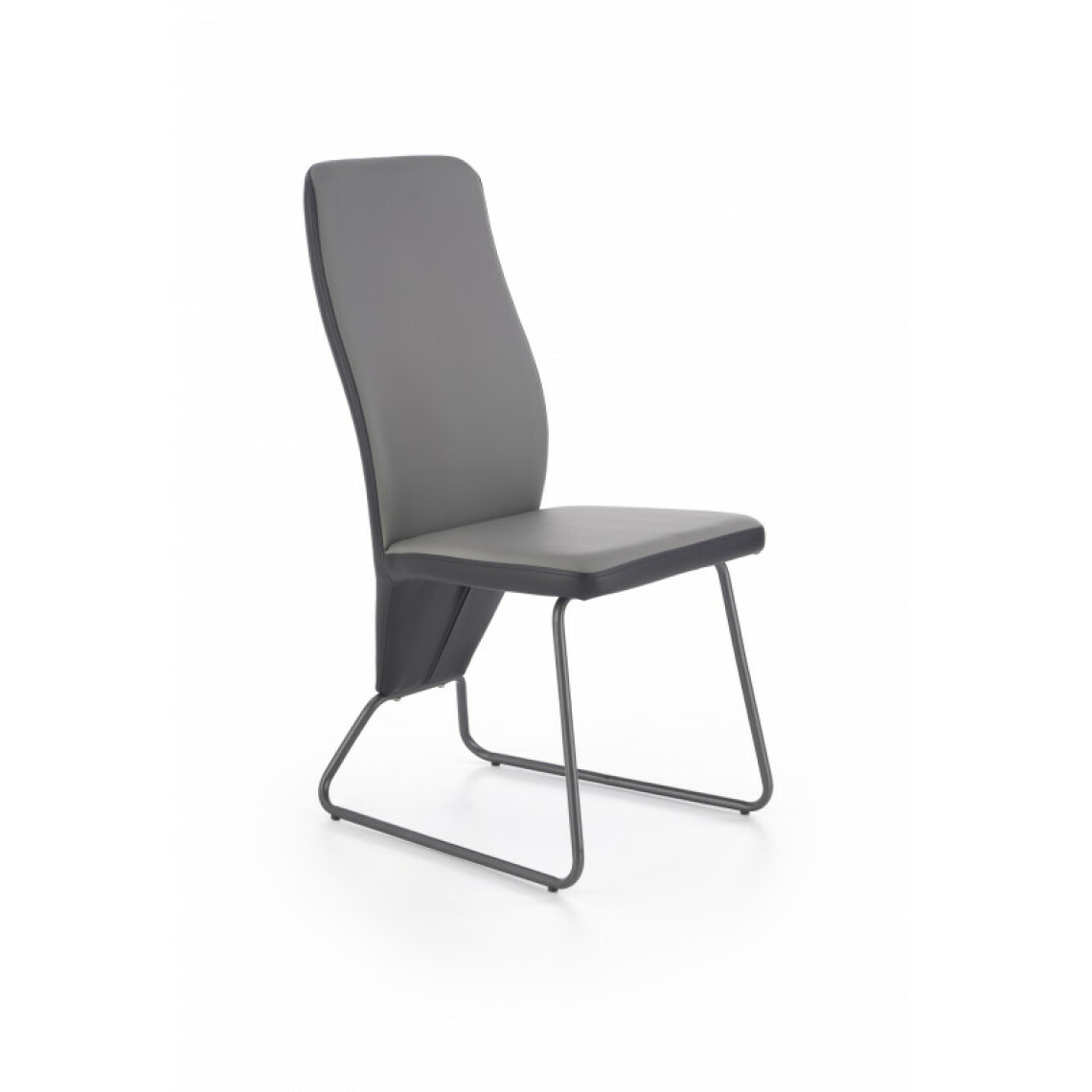 Carellia - EVA Lot de 2 chaises en cuir synthétique - Gris/Noir - Chaises