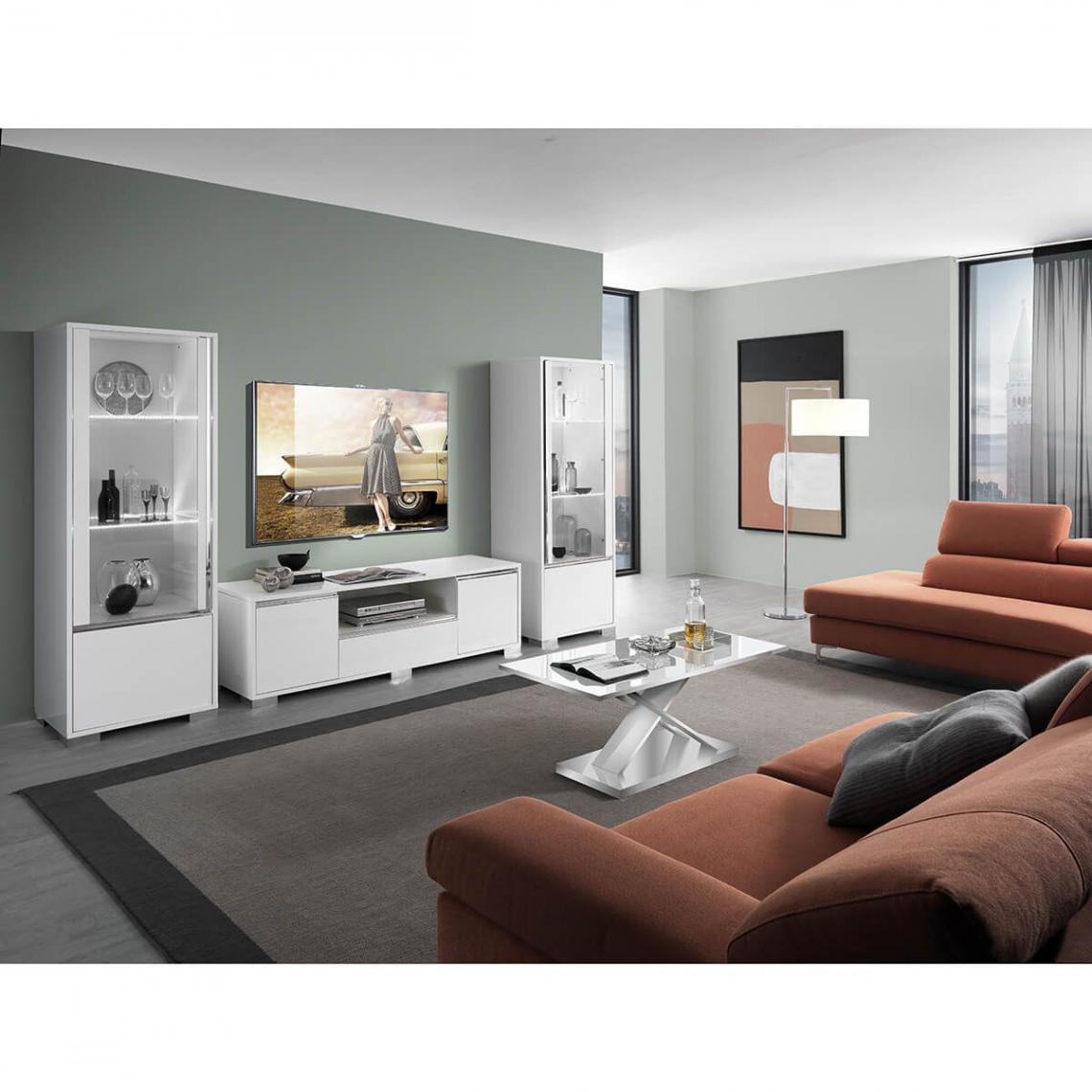 Altobuy - BERGEN - Ensemble Salon Complet Coloris Blanc - Meubles TV, Hi-Fi