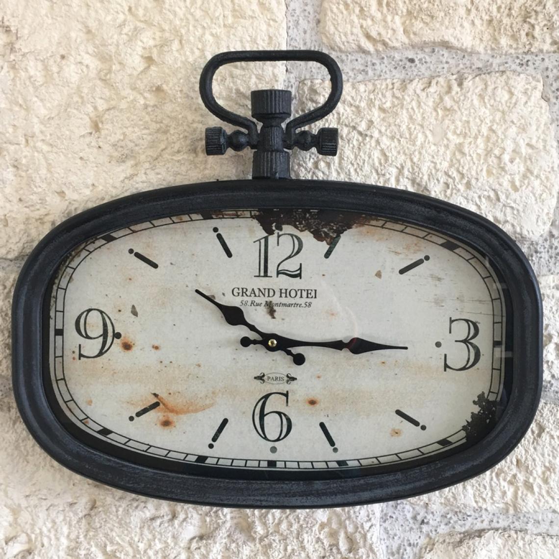 L'Originale Deco - Horloge Industrielle de Gare Gousset Murale Style Ancienne Verre Fer 45 cm x 40 cm - Horloges, pendules