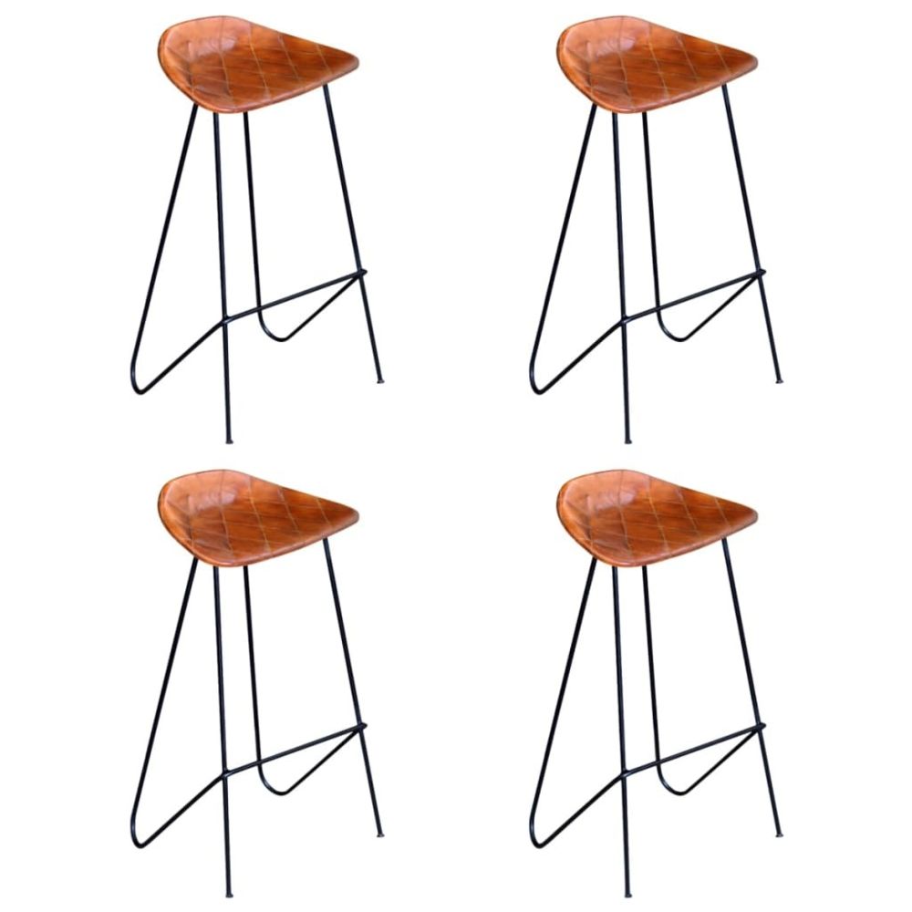 marque generique - Moderne Fauteuils et chaises categorie Buenos Aires Chaises de bar 4 pcs Marron Cuir véritable - Tabourets
