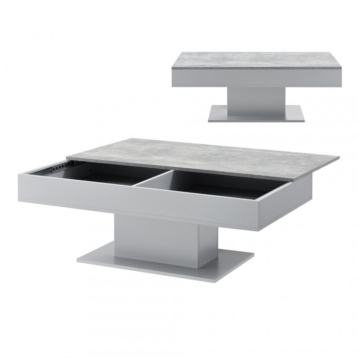 Helloshop26 - Table basse de salon avec 2 espaces de rangement 110 cm effet béton gris 03_0006146 - Tables basses