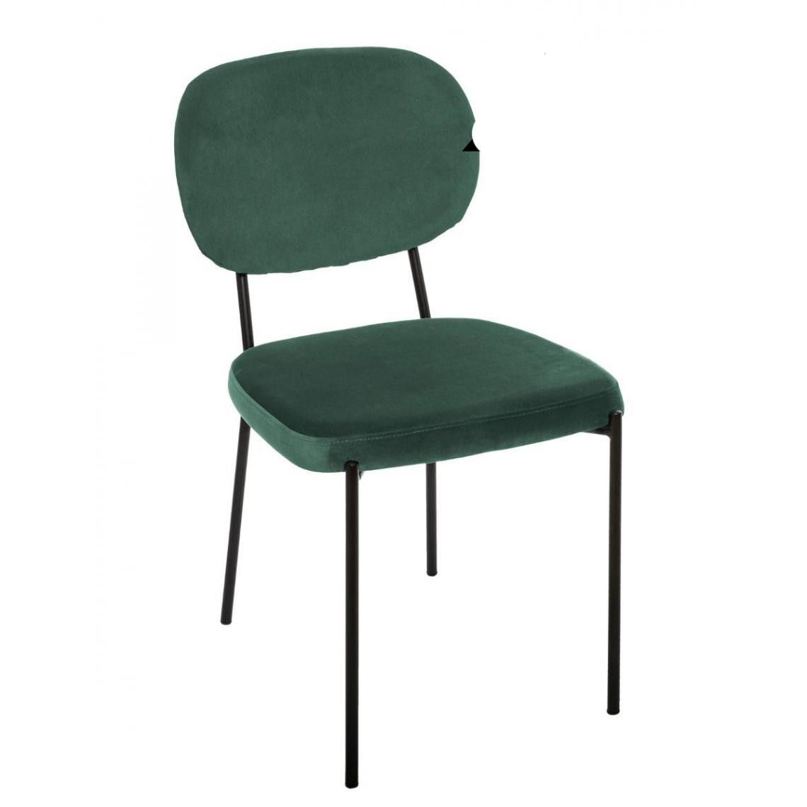 Pegane - Lot de 4 chaises coloris Vert en velours - L. 46 x l. 56 x H. 82 cm - Chaises