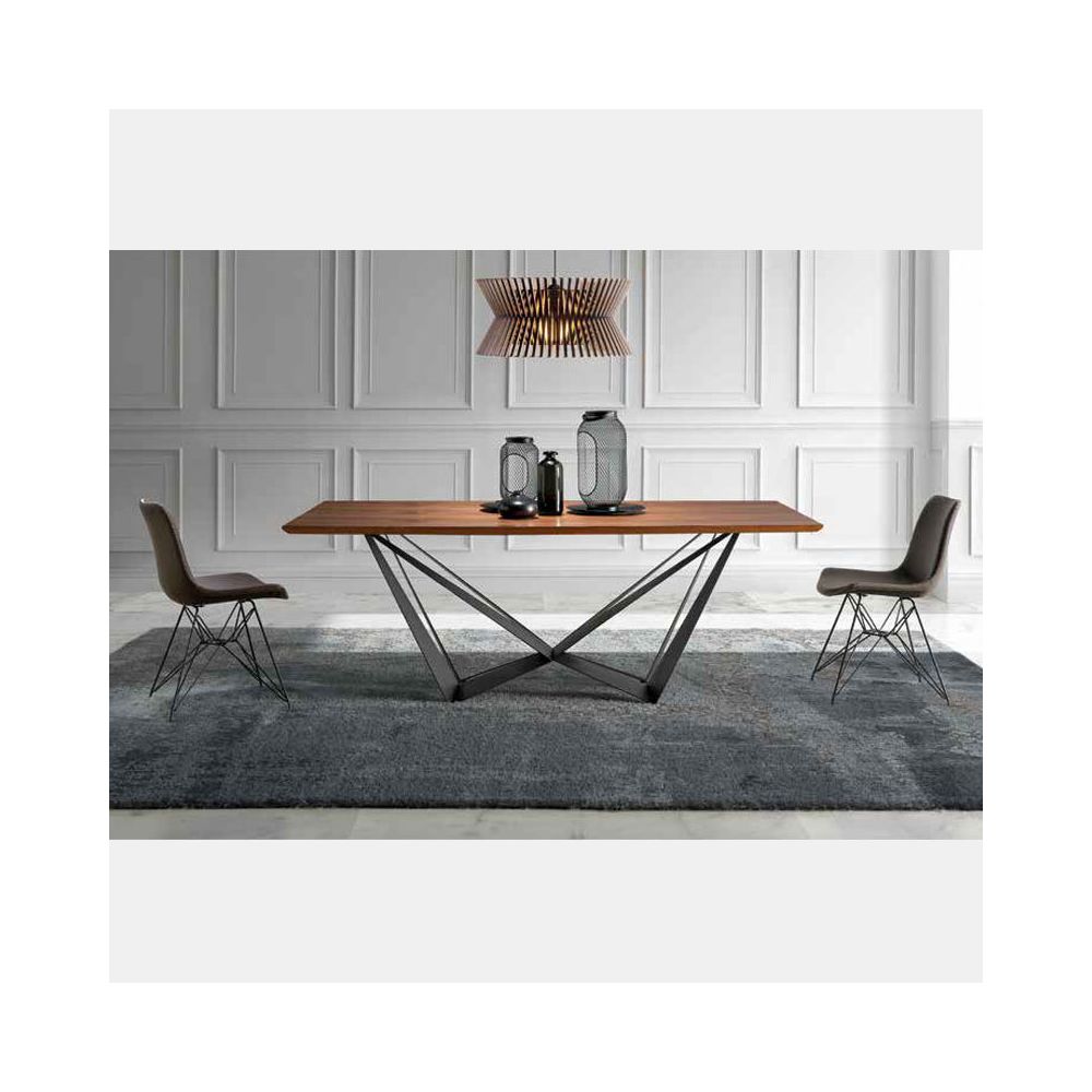 Nouvomeuble - Table à manger en bois et métal contemporaine ATLAS - Tables à manger